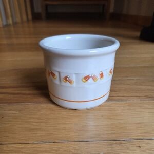 Longaberger‎ White Ceramic Cup with Orange Candy Corn Design